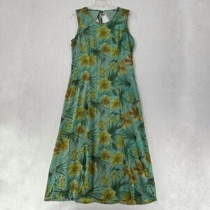Vintage Y2K‎ A Wild Thyme Womens Midi Dress Size 14 Green Floral Y2K Sleeveless